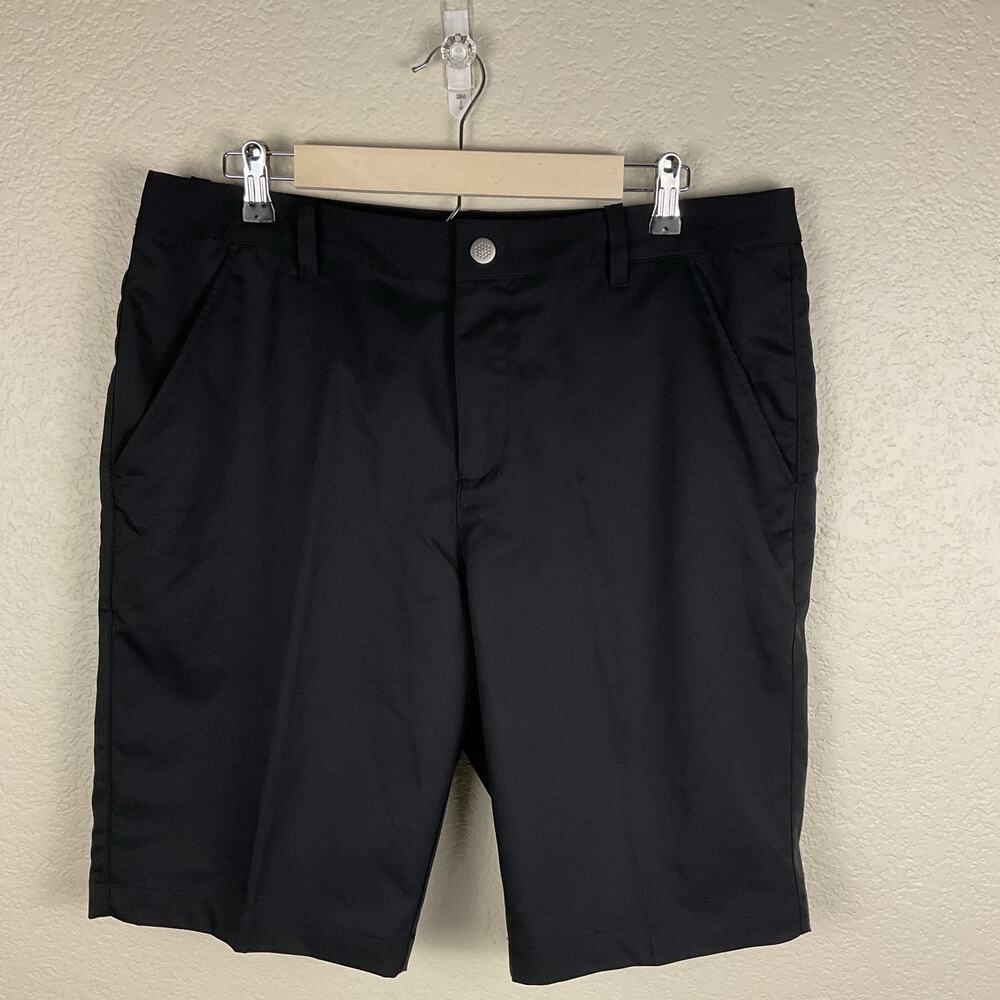 Puma Golf Shorts Mens 32 Black Flat Front Stretch Performance Lightweight Casual